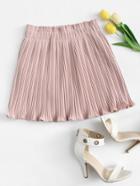Romwe Solid Pleated Skirt
