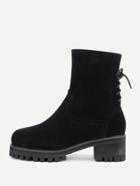 Romwe Lace Up Back Side Zipper Suede Boots
