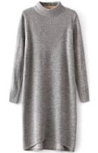 Romwe High Neck Straight Grey Sweater Dress
