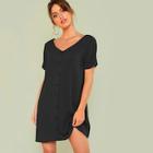 Romwe Double V-neckline Button Through Dress