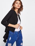 Romwe Zip Up Ruffle Back Peplum Blazer