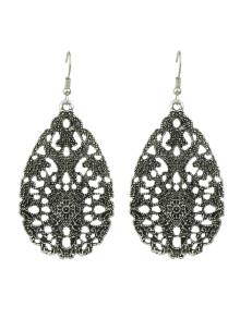 Romwe Hollow Out Water Drop Retro Gold-color Earrings