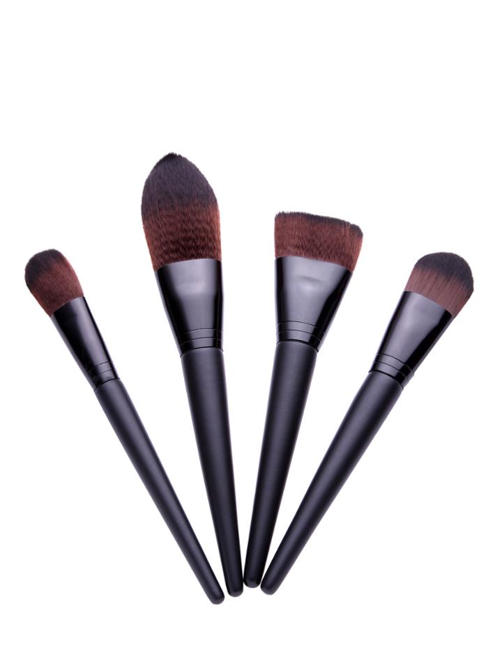 Romwe Black Makeup Brush Set 4 Pcs