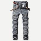 Romwe Men Ripped & Camo Patched Detail Jeans