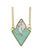 Romwe Green Turquoise Triangle Stone Necklace
