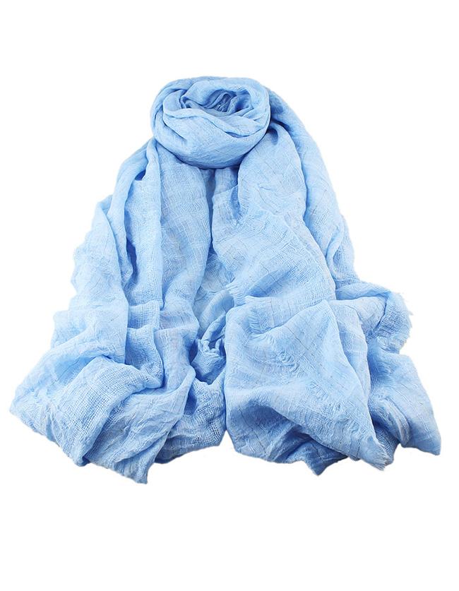 Romwe Blue Long Voile Soild Scarf