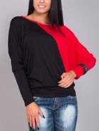 Romwe Bat Sleeve Black Red T-shirt