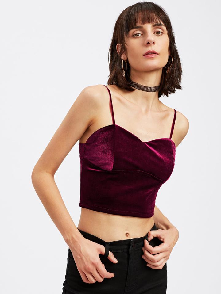 Romwe Velvet Crop Cami Top