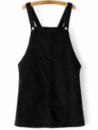 Romwe Black Corduroy Overall Dress With Pocket