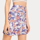 Romwe Camo Print Zip Through Dual Pocket A-line Skirt