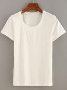 Romwe Plain White Short Sleeve T-shirt