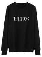Romwe Black Number Print Sweatshirt