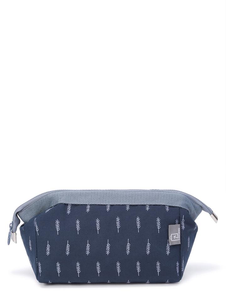 Romwe Leaf Print Zipper Up Makeup Bag