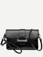 Romwe Black Faux Leather Satchel Bag