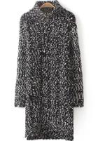 Romwe High Neck Cable Knit Black Sweater