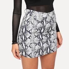 Romwe High Waist Snake Print Skirt