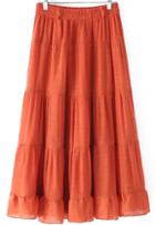 Romwe Elastic Waist Pleated Beach Orange Skirt