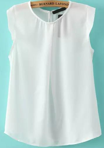 Romwe Cap Sleeve Chiffon White Top