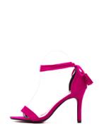 Romwe Pink Faux Suede Tasselled Lace-up Sandals