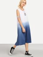 Romwe Blue Ombre Loose Fit Tank Dress