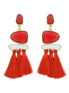 Romwe Red Bohemian Style Ethnic Statement Big Tassel Drop Earrings