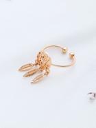 Romwe Gold Feather Embellished Cuff Ring