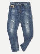 Romwe Men Contrast Pocket Jeans
