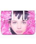 Romwe Pink Beauty Print Pu Bag