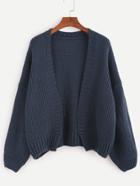Romwe Navy Dropped Shoulder Seam Sweater Coat