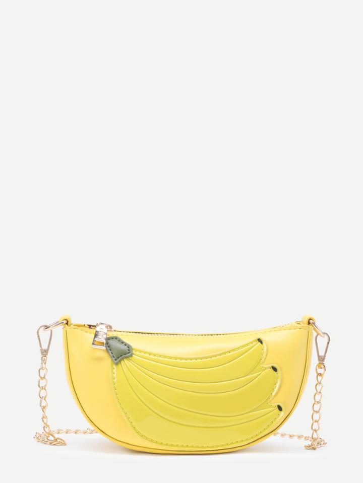 Romwe Banana Patch Pu Chain Crossbody Bag