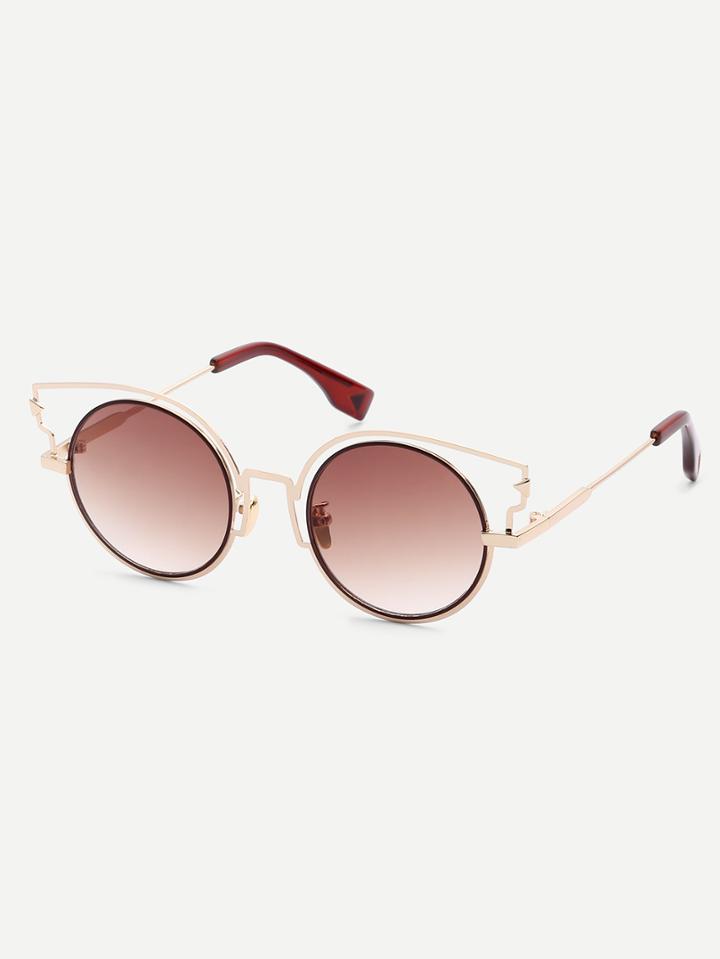 Romwe Golden Round Lenses Sunglasses