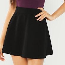 Romwe Elastic Waist Textured Skirt