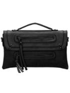 Romwe Black Zipper Magnetic Pu Shoulder Bag