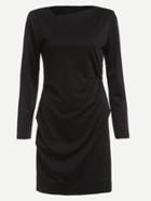 Romwe Black Asymmetrical Collar Zipper Side Sheath Dress
