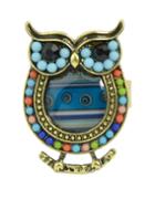 Romwe Blue Beads Adjustable Owl Rings
