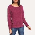 Romwe Button Front Raglan Sleeve Sweater