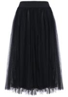 Romwe Sheer Mesh Pleated Black Skirt