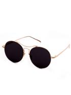 Romwe Gold Frame Double Bridge Black Lens Sunglasses