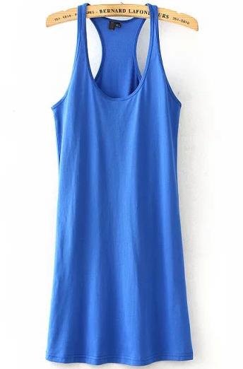 Romwe Blue Strap Slim Tank Dress