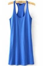 Romwe Blue Strap Slim Tank Dress