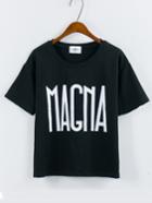 Romwe Letter Print Simple Black T-shirt