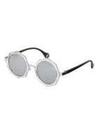 Romwe Silver Frame Transparent Lenses Polygon Sunglasses