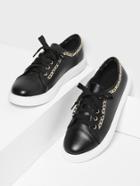 Romwe Chain Detail Lace Up Sneakers
