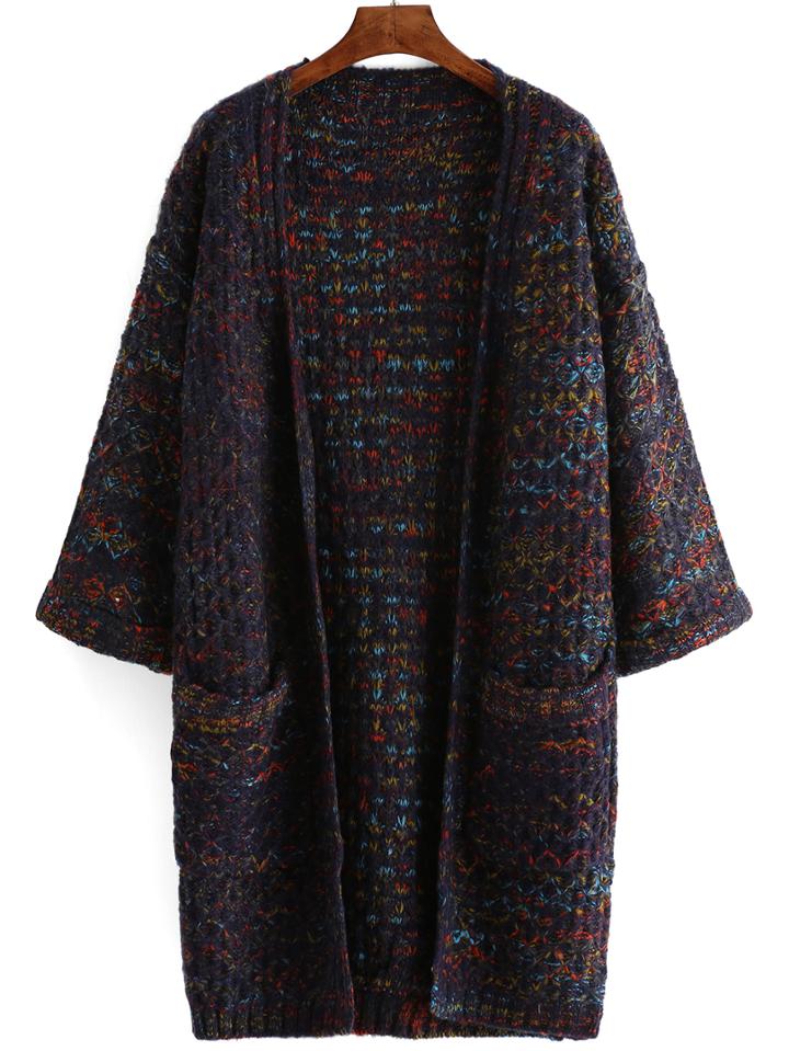 Romwe Dropped Shoulder Seam Coat Sweater With Pockets