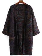 Romwe Dropped Shoulder Seam Coat Sweater With Pockets