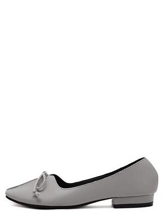 Romwe Grey Square Toe Bow Flats