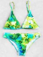 Romwe Watercolor Print Triangle Bikini Set