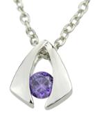 Romwe Purple Diamond Geometric Silver Pendants Necklace