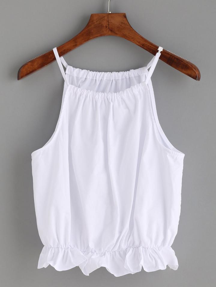 Romwe White Peplum Cami Top