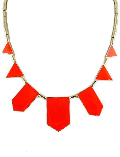 Romwe Orange Collar Geometry Irregular Pendant Necklace